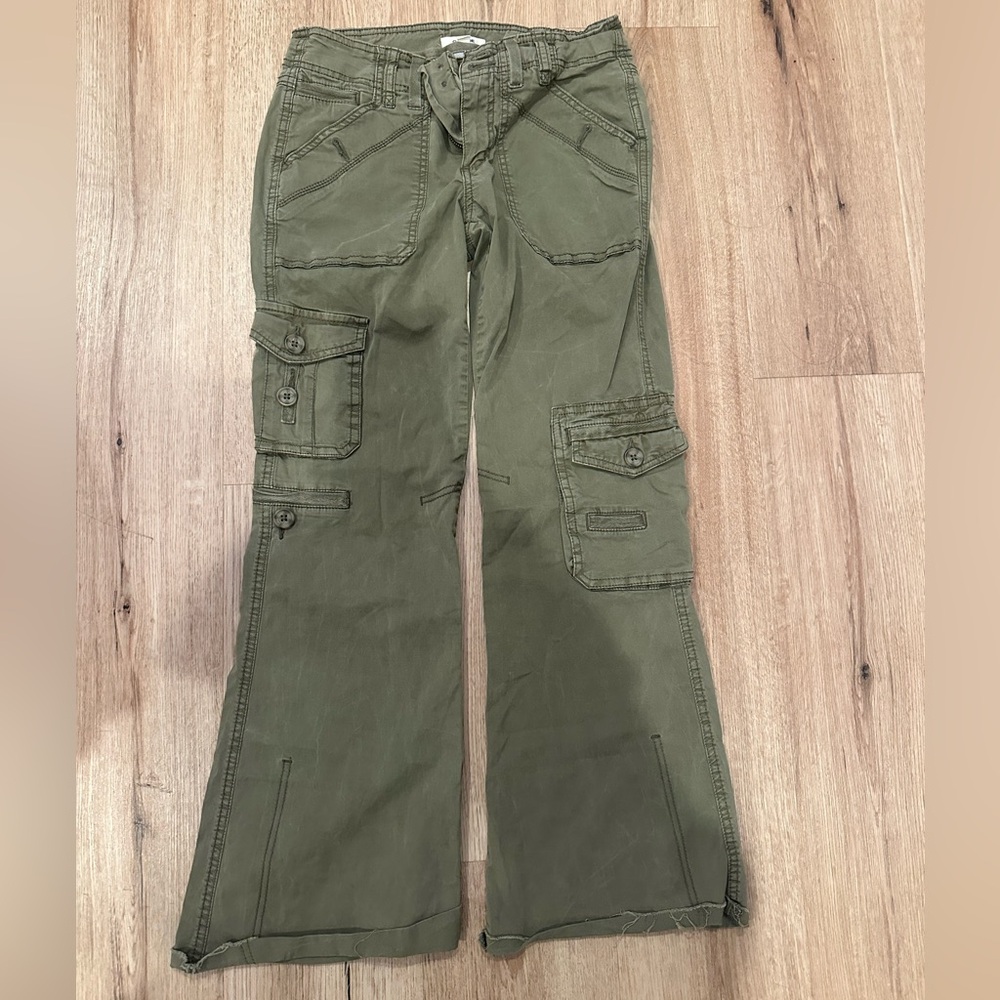 olive green garage cargo flared pants